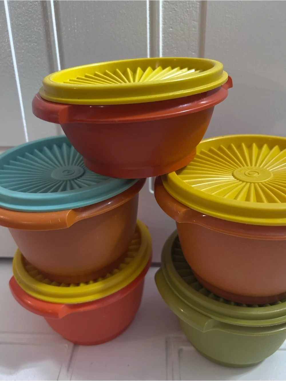 10 pieces Vintage 1970 Tupperware food Storage Bowl Set- Multi-Color